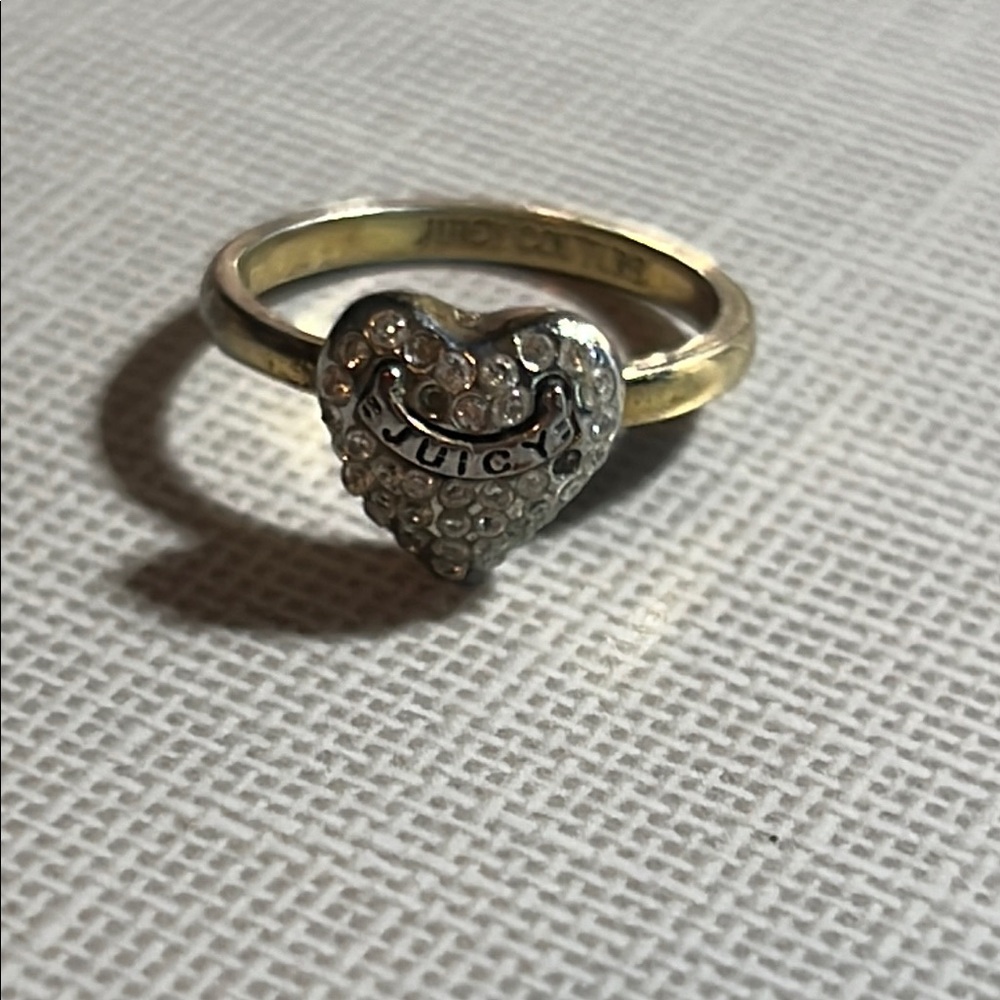 VINTAGE Juicy Couture Gold and Silver Heart Pavé Ring